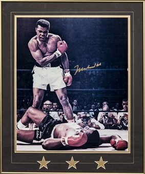 Muhammad Ali Signed 16x20 Framed Photograph of Ali Standing Over Liston (JSA)